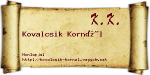 Kovalcsik Kornél névjegykártya