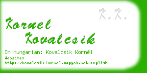 kornel kovalcsik business card